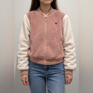 Guess Blush and Ivory Girls Size 14 Bomber Jacket